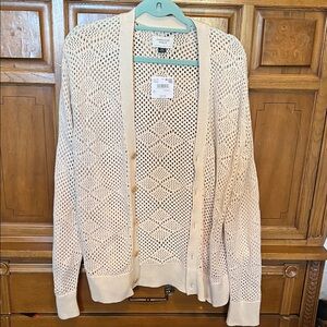 American Eagle Beige Open-Knit Cardigan